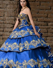 Load image into Gallery viewer, Blue Quinceanera Dresses Ball Gown Ruffles Fluffy Formal Prom Dress Charro Sweet 15 Traditional Mexican Dress abendkleider 2020
