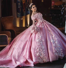Load image into Gallery viewer, Princess Pink Quinceanera Dresses Off Shoulder 15 Party Sparkly Birthday Gowns Sweet 16 Debutante
