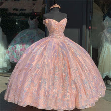 Load image into Gallery viewer, Sparkly Pink Sweet 16 Ball Gown Quinceañera Dresses Beaded Sequins Sleeveless Vestido De 15 Anos Quinceanera 2021
