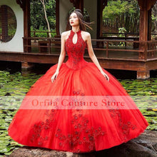 Load image into Gallery viewer, Charro Red Quinceanera Dresses 2021 Lace Appliques Pageant Sweet 15 Birthday Wear Mexican vestidos de XV años abiti da cerimonia
