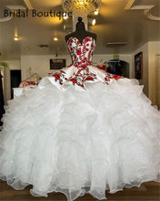 Load image into Gallery viewer, Gorgeous Charro Quinceanera Dresses Sweetheart Flowers Embroidery Satin Ball Gown Sweet 16 Dress

