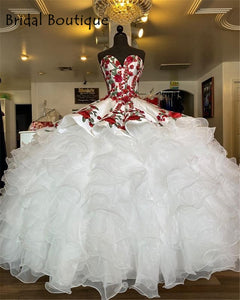 Gorgeous Charro Quinceanera Dresses Sweetheart Flowers Embroidery Satin Ball Gown Sweet 16 Dress