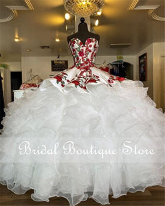 Gorgeous Charro Quinceanera Dresses Sweetheart Flowers Embroidery Satin Ball Gown Sweet 16 Dress