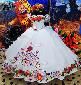 Charro Vestidos De 15 Años Mexican Embroidery Quinceanera Dresses Off The Shoulder Sweet 16 Prom Gowns abiti da cerimonia