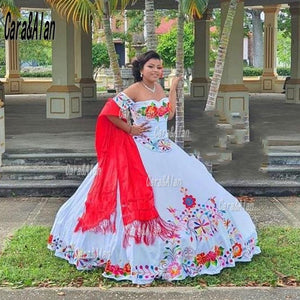Charro Vestidos De 15 Años Mexican Embroidery Quinceanera Dresses Off The Shoulder Sweet 16 Prom Gowns abiti da cerimonia