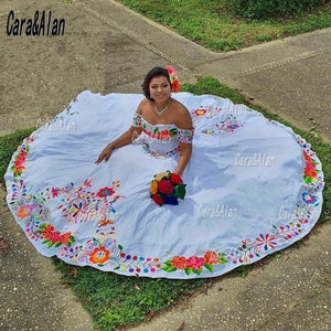Charro Vestidos De 15 Años Mexican Embroidery Quinceanera Dresses Off The Shoulder Sweet 16 Prom Gowns abiti da cerimonia