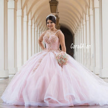 Load image into Gallery viewer, Mexican vestido de 15 años Pink Charro Quinceanera Dresses Puffy Skirt Beading Sweet 16 Dress Appliqued vestidos de xv años
