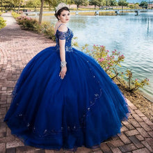 Load image into Gallery viewer, Royal Blue Beads Crystal Quinceanera Dresses Puffy Skirt Vestidos Para XV Años Sweet 16 Dress robe de soirée
