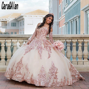 Mexican Dark Red vestidos de 15 años Quinceanera Dress with Removeable Sleeves Sequin Applique Sweet 16 Dress Long Prom Gown