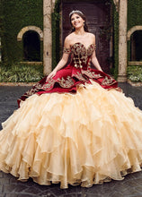 Load image into Gallery viewer, Real Photos Wine Red Velvet Mexican Charra Quinceanera Dresses Ball Gown Embroidery Gold Buttons Sweet 16 Dress Vestidos 15 Anos
