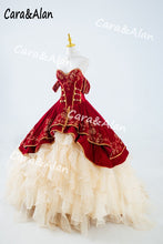 Load image into Gallery viewer, Real Photos Wine Red Velvet Mexican Charra Quinceanera Dresses Ball Gown Embroidery Gold Buttons Sweet 16 Dress Vestidos 15 Anos
