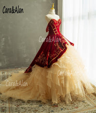 Load image into Gallery viewer, Real Photos Wine Red Velvet Mexican Charra Quinceanera Dresses Ball Gown Embroidery Gold Buttons Sweet 16 Dress Vestidos 15 Anos
