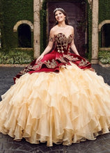 Load image into Gallery viewer, Real Photos Wine Red Velvet Mexican Charra Quinceanera Dresses Ball Gown Embroidery Gold Buttons Sweet 16 Dress Vestidos 15 Anos
