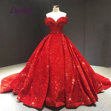 Load image into Gallery viewer, Luxury Red Quinceanera Dresses Ball Gown Sequin Corset Plus Size Mexican 15 year old Sixteen Princess Sweet 16 Prom Dress
