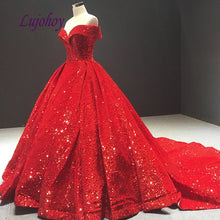 Load image into Gallery viewer, Luxury Red Quinceanera Dresses Ball Gown Sequin Corset Plus Size Mexican 15 year old Sixteen Princess Sweet 16 Prom Dress
