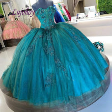 Load image into Gallery viewer, Luxury Quinceanera Dresses Ball Gown Emerald Green Plus Size Mexican Princess Masquerade Long Sweet 16 Prom Dress 15 year old
