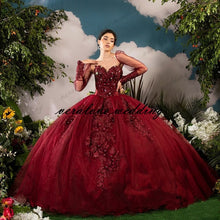 Load image into Gallery viewer, Vestidos De 15 Años Burgundy Quinceanera Dresses With Jacket Lace Applique Sweet 16 Dress Mexican Prom Gowns 2021
