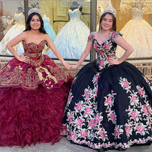 Load image into Gallery viewer, Vestido De 15 Anos Mexican Style Embroidery Lace Quinceanera Dress Off the Shoulder Ball Gown Prom Birthday Party Dress
