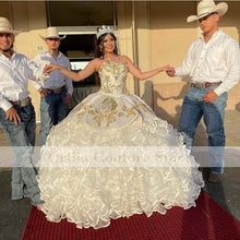 Load image into Gallery viewer, Mexican Style Quinceanera Dresses Beaded Cascading Ruffles 2021 Ball Gown Prom Party Sweet 16 Gown Vestidos De 15 Años
