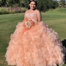 Load image into Gallery viewer, Luxury Quinceanera Dresses Ball Gown Mexican Crytals Ruffle Princess Masquerade Long Sweet 16 Prom Dress 15 year old
