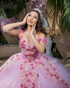 Mexican Girls vestidos de 15 años Quinceanera Dress with 3D Floral Applique Sweet 16 Dress Prom Gown abiti stile quinceanera