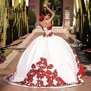 Mexican Quinceanera Dresses Applique Puffy Organza Skirt Sweet 16 Dress vestidos de 15 Spanish Style Ball Gown Prom Gowns