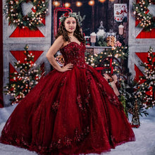 Load image into Gallery viewer, Vestidos De 15 Años Red Sequined Quinceanera Dresses Lace Applique Sweet 16 Dress Off the Shoulder Mexican Prom Gowns
