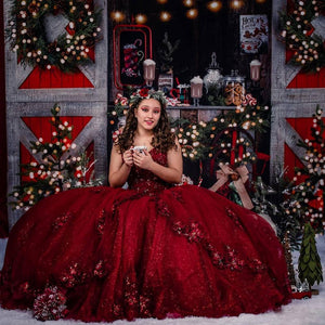 Vestidos De 15 Años Red Sequined Quinceanera Dresses Lace Applique Sweet 16 Dress Off the Shoulder Mexican Prom Gowns