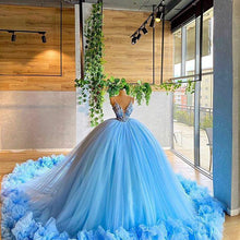 Load image into Gallery viewer, Sexy V Neck Tulle Ruffles Party Evening Dresses 2022 Purple Navy Blue Formal Prom Dress Gown Women Plus Size robe de soiree
