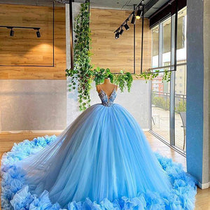 Sexy V Neck Tulle Ruffles Party Evening Dresses 2022 Purple Navy Blue Formal Prom Dress Gown Women Plus Size robe de soiree