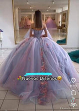 Load image into Gallery viewer, Handmade Flowers Quinceanera Dress 2020 Off Shoulder Light Sky Blue Prom Party for Girl Graduation Wear
