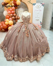 Load image into Gallery viewer, Coffee Color Beaded Puffy Ball Gown Quinceanera Dresses 2022  Sweet 16 Dress Pageant Dresses Vestido De 15 anos XV
