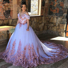 Load image into Gallery viewer, Fanshao Wedding Dress Off The Shoulder Tulle Luxury Vestido Appliques Formal Occasion Happniess Robe De Soiree
