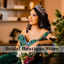 Load image into Gallery viewer, Elegant  Ball Gown  Ball Prom Gowns With Appliques  Beads Pearls Off the Shoulder Sweet 16 Dress vestido de 15 anos
