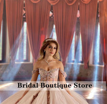 Load image into Gallery viewer, Princess Ball Gown Quinceanera Dress 2022 Off Shoulder Appliques Tulle Sweet 16 Dresss Vestidos De 15 Años
