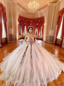 Princess Ball Gown Quinceanera Dress 2022 Off Shoulder Appliques Tulle Sweet 16 Dresss Vestidos De 15 Años