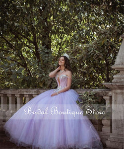 Princess Light Purple Quinceanera Dress Off Shoulder Lace Beaded Ball Gown New Arrival Sweet 16 Dresses Bridal Gown