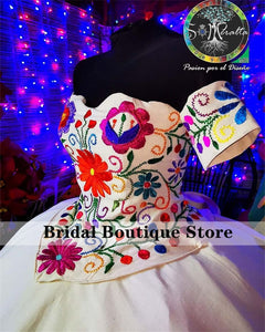 Luxury Colorful Embroidery Ball Gown Quinceanera Dresses Sweetheart Mexican Dress Off Shoulder Vestidos De 15 Años 2022