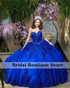 Navy Blue Shining Ball Gown Quinceanera Dresses  Sweetheart Beaded Sequins  Appliques Sweet 16 Dress Party Wear