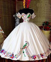 Load image into Gallery viewer, Fabulous White 3D Flowers Ball Gown Mexican Quinceanera Prom Dresses Embroidery Sweet 16 Dress Vestidos 15 Anos
