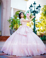 Load image into Gallery viewer, Princess Pink Lace Ball Gown Quinceanera Dresses 2021 Appliques Sweet 16 Formal Prom Gown Birthday Dress
