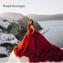 Load image into Gallery viewer, Luxury Burgundy Ball Gown Quinceanera Dress Crysatl Beaded Sweet 16 Dress Long Formal Prom Gowns Party Wear robe de soirée
