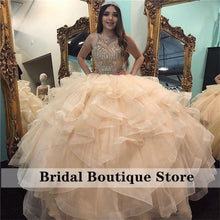 Load image into Gallery viewer, Attractive Beading Ruffles Tiered Quinceanera Dresses Crystal Ball Gown Lace-Up Sweet 16 Dress Vestidos De 15 Años
