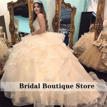 Load image into Gallery viewer, Attractive Beading Ruffles Tiered Quinceanera Dresses Crystal Ball Gown Lace-Up Sweet 16 Dress Vestidos De 15 Años
