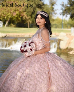 Shinny Sequined Ball Gown Quinceanera Dresses Beading Sweet 16 Dress Off the Shoulder vestidos de 15 años 2021